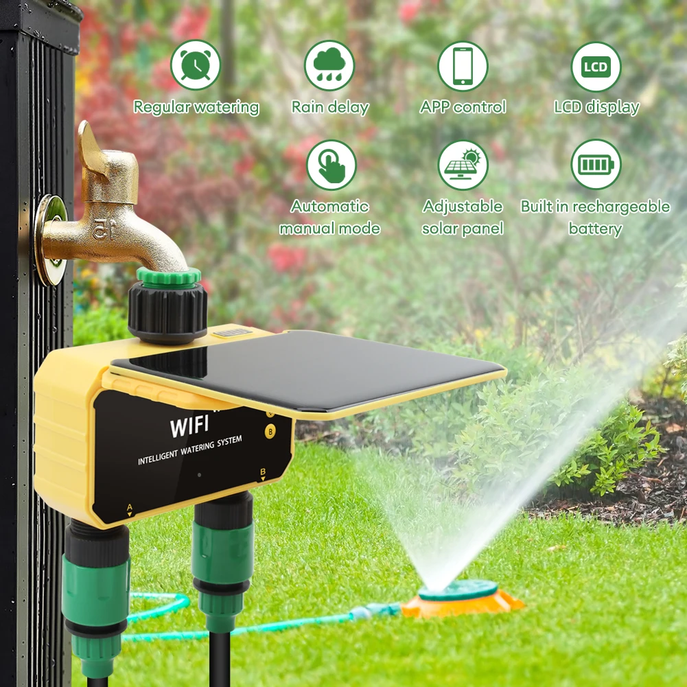 Temporizador solar WiFi, válvu - Timer Dual Outlet reseña y precio